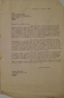Carta de Sergio Vodanovic dirigida a Felipe García Beraza