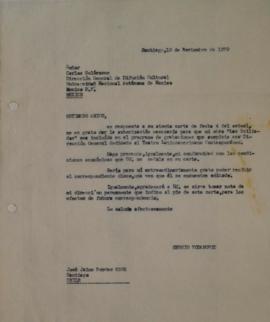 Carta de Sergio Vodanovic dirigida a Carlos Solórzano
