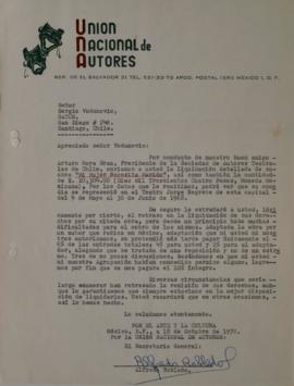 Carta de Alfredo Robledo dirigida a Sergio Vodanovic