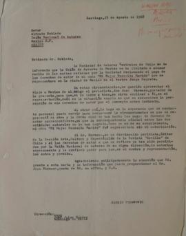 Carta de Alfredo Robledo dirigida a Sergio Vodanovic