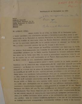 Carta de Sergio Vodanovic dirigida a Alfredo Robledo