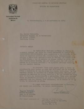 Carta de Carlos Solórzano dirigida a Sergio Vodanovic