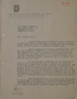 Carta de Héctor Azar dirigida a Sergio Vodanovic
