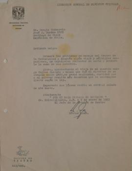 Carta de Héctor Azar dirigida a Sergio Vodanovic