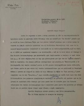 Carta de Walter Rela dirigida a Sergio Vodanovic