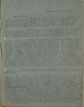 Carta de Raúl Zenteno dirigida a Sergio Vodanovic