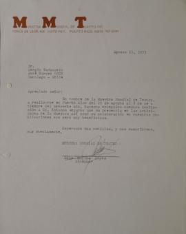 Carta de Luis Molina López dirigida a Sergio Vodanovic