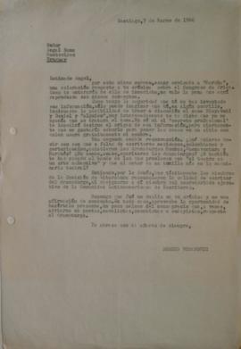 Carta de Sergio Vodanovic dirigida a Ángel Rama