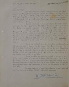 Carta de Humberto Malinarich dirigida a Sergio Vodanovic
