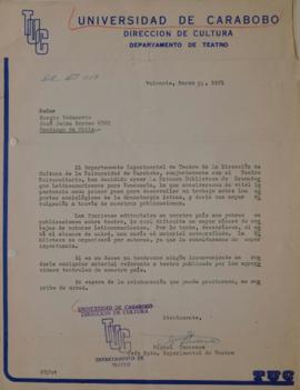 Carta de Miguel Torrence dirigida a Sergio Vodanovic