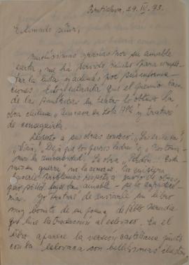 Carta de Nélida Noskovicova dirigida a Sergio Vodanovic