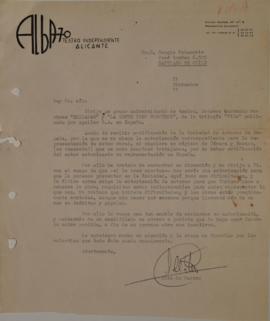 Carta de Luis de Castro dirigida a Sergio Vodanovic