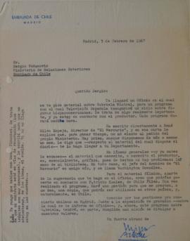 Carta de Miguel Arteche dirigida a Sergio Vodanovic
