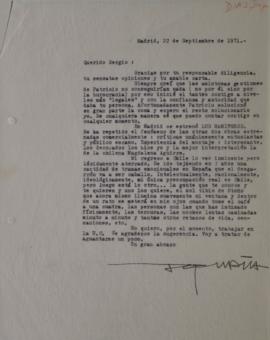 Carta de Jorge Díaz dirigida a Sergio Vodanovic