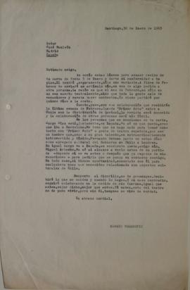 Carta de Sergio Vodanovic dirigida a José Monleón