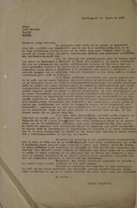 Carta de Sergio Vodanovic dirigida a José Monleón