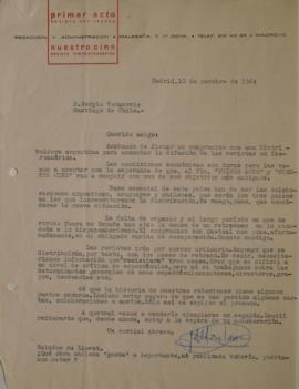 Carta de José Monleón dirigida a Sergio Vodanovic