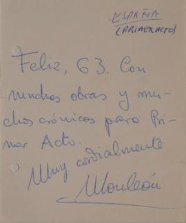 Carta de José Monleón dirigida a Sergio Vodanovic