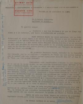 Carta de José Monleón dirigida a Sergio Vodanovic