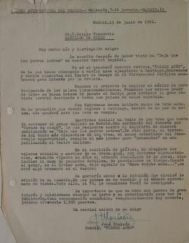 Carta de José Monleón dirigida a Sergio Vodanovic