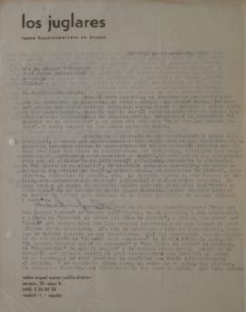 Carta de Carlos Suárez Radillo dirigida a Sergio Vodanovic