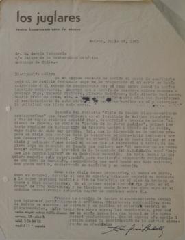 Carta de Carlos Suárez Radillo dirigida a Sergio Vodanovic