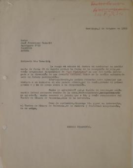 Carta de Sergio Vodanovic dirigida a José Francisco Tamarit