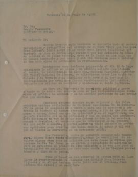 Carta de José Francisco Tamarit dirigida a Sergio Vodanovic
