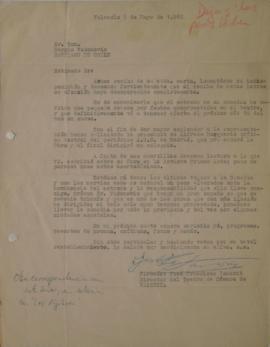 Carta de José Francisco Tamarit dirigida a Sergio Vodanovic