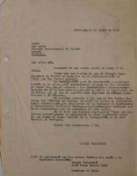 Carta de Sergio Vodanovic dirigida al Rui Lebre