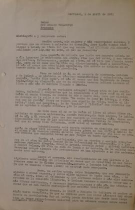Carta de Juan Donoso dirigida a Sergio Vodanovic