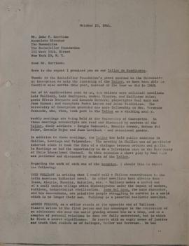 Carta de Fernando Alegría dirigida a John P. Harrison