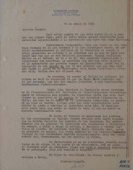 Carta de Fernando Alegría dirigida a Sergio Vodanovic