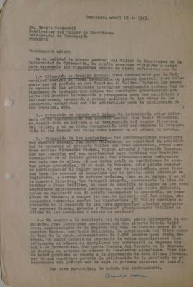 Carta de Braulio Arenas dirigida a Sergio Vodanovic