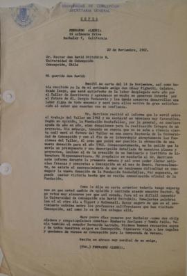 Carta de Fernando Alegría dirigida a David Stitchkin