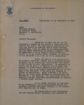 Carta de David Stitchkin dirigida a Fernando Alegría