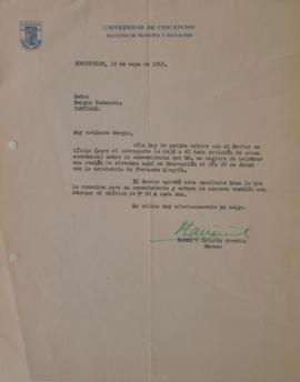 Carta de Rodolfo Zañartu dirigida a Sergio Vodanovic