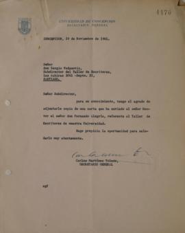 Carta de Carlos Martínez Toledo dirigida a Sergio Vodanovic