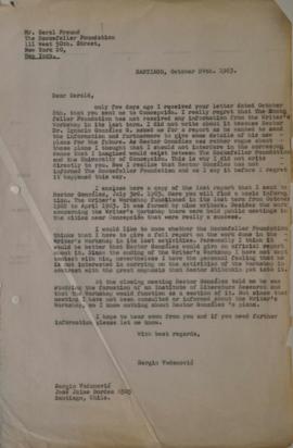 Carta de Sergio Vodanovic dirigida a Geral Freund
