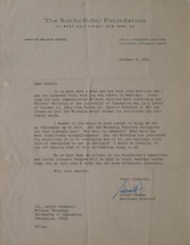 Carta de Geral Freund dirigida a Sergio Vodanovic
