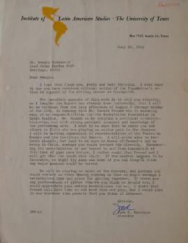 Carta de John P. Harrison dirigida a Sergio Vodanovic