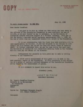 Carta de Janet M. Paine dirigida a Ignacio González