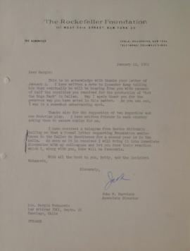 Carta de John P. Harrison dirigida a Sergio Vodanovic