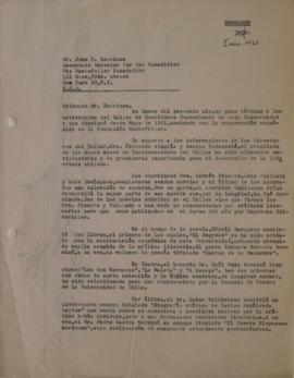 Borrador carta de Sergio Vodanovic dirigida a John. P Harrison