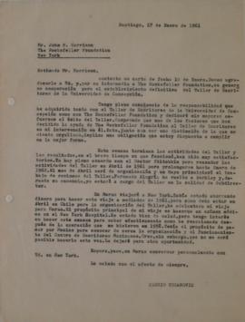 Carta de Sergio Vodanovic dirigida a John P. Harrison
