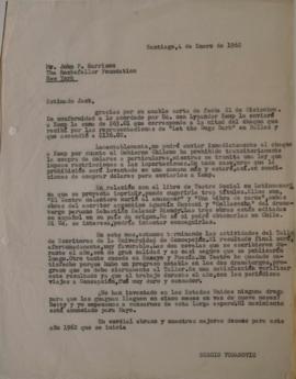Carta de Sergio Vodanovic dirigida a John P. Harrison