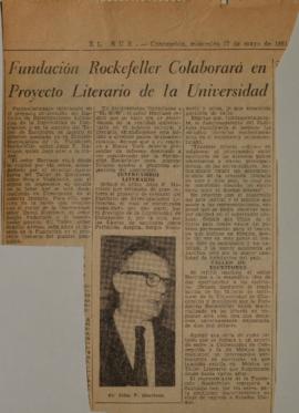 Fundación Rockefeller colaborará en proyecto literario de la universidad