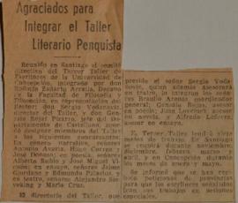 Agraciados para integrar el taller literario penquista