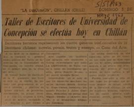 Taller de Escritores de Universidad de Concepción se efectúa hoy en Chillán