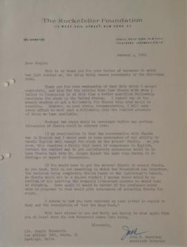 Carta de John P. Harrison dirigida a Sergio Vodanovic